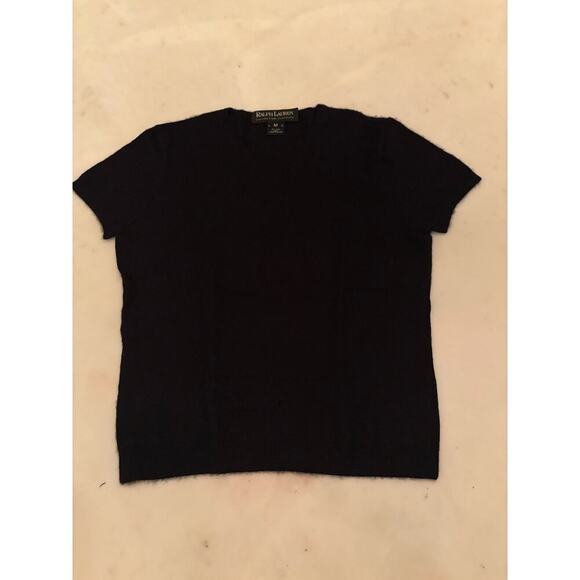 Ralph Lauren Collection Women’s 100% Cashmere Short Sleeve Sweater Top Black M - Picture 5 of 7